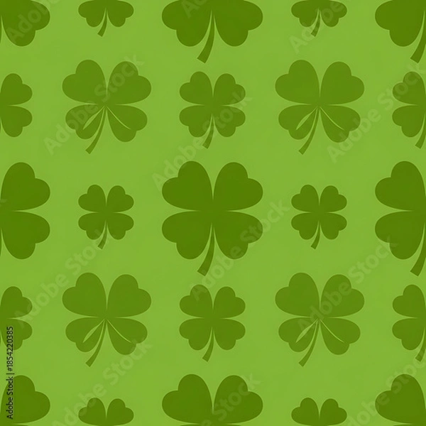 Obraz Green Clover Seamless Pattern with Two Sizes — St. Patrick’s Day Background or Wrap Design