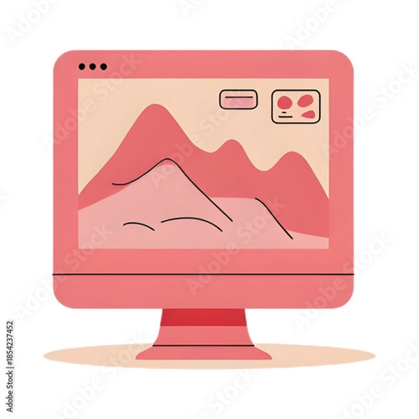 Obraz Computer display with vector design interface in modern 3D illustration