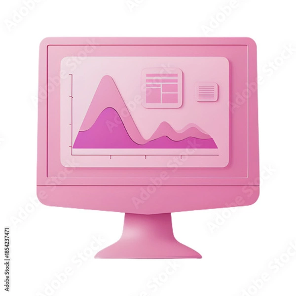Obraz Computer display with vector design interface in modern 3D illustration