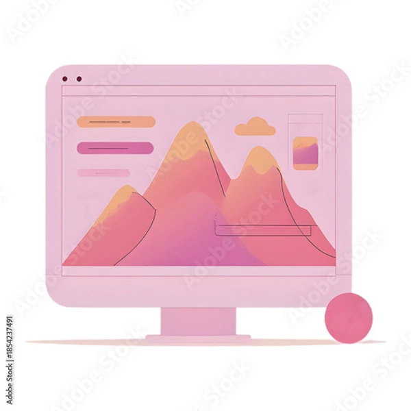 Obraz Computer display with vector design interface in modern 3D illustration