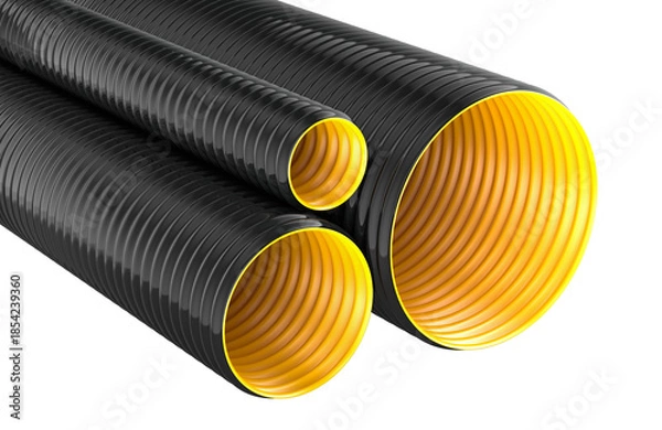 Obraz Corrugated plastic pipes bundle. 3D rendering