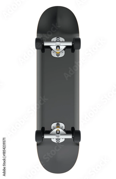 Obraz Skateboard underside with trucks and wheels. 3D rendering