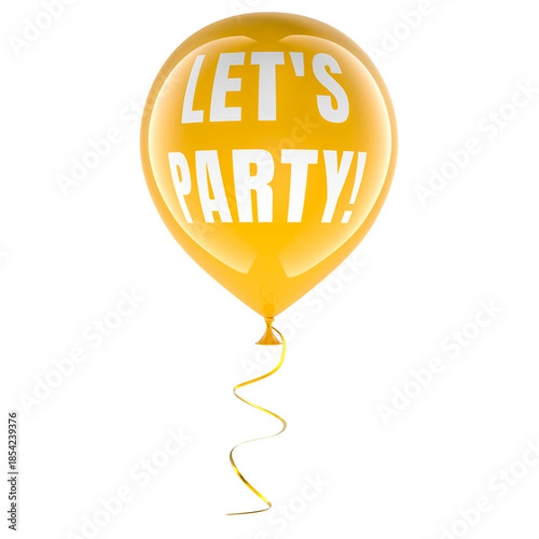 Obraz Lets Party, helium balloon. 3D rendering