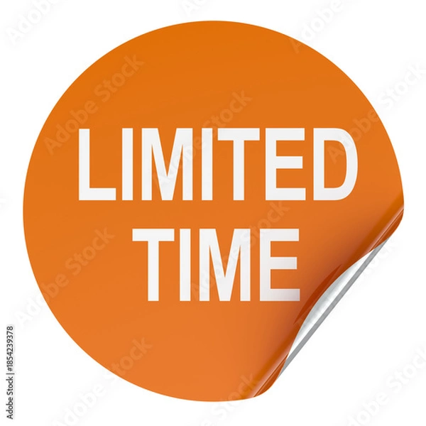 Obraz Limited time, promotional sticker with peeled corner. 3D rendering