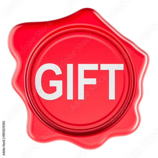 Obraz Gift, red wax seal. 3D rendering