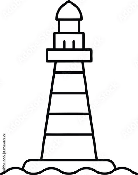 Obraz Coastal Lighthouse Beacon Flat Vector Illustration on White Background