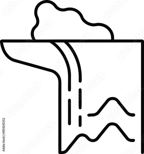 Obraz Vertical Waterfall Flow Nature Landscape Flat Vector Illustration