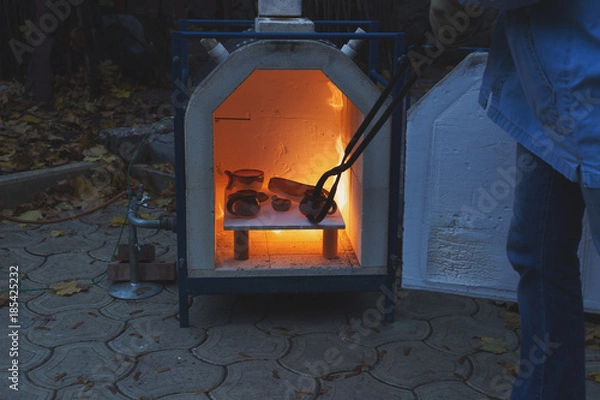 Obraz Heating stove for clay outside