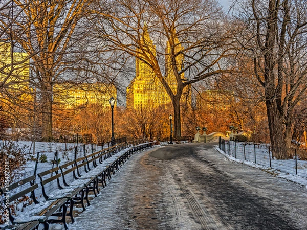 Obraz Bow bridge in winter after light snow