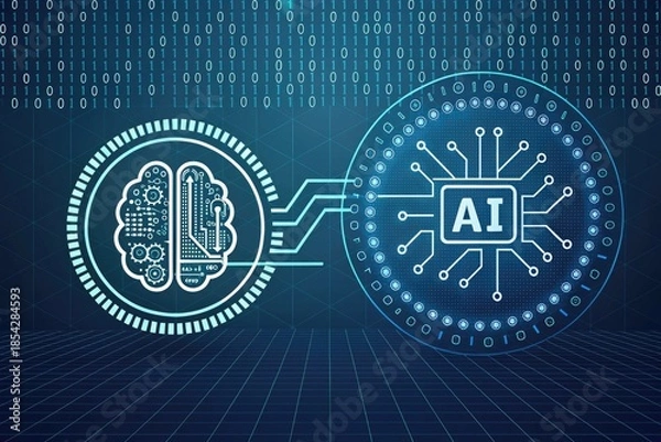 Obraz A Visual Shows a Human Brain Connecting to an Artificial Intelligence Circuit