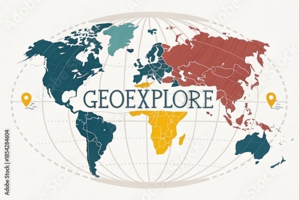 Obraz Explore the World Map With Regions Highlighted in Different Colors