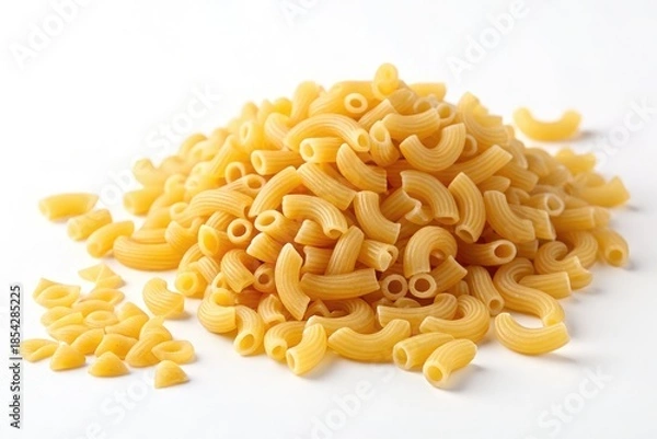 Obraz Macaroni Pasta on White Background Ready for Cooking or Serving