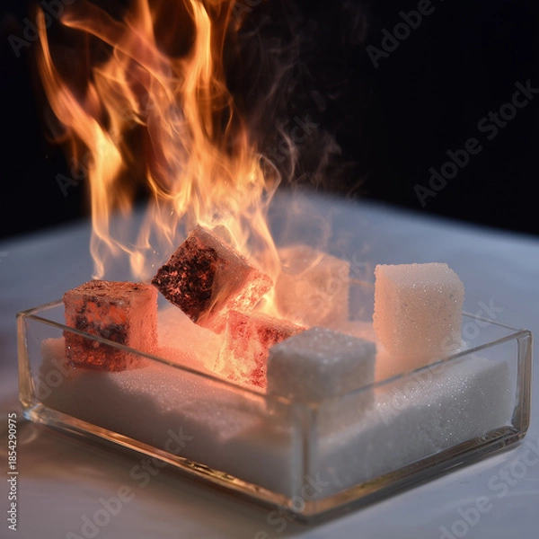 Obraz Burning sugar cubes