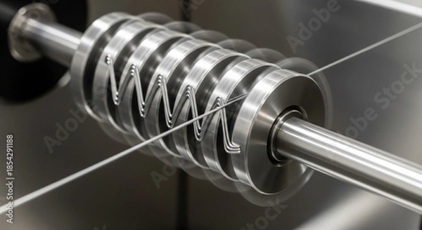 Obraz Wire straightening process using rollers for consistent tracking in a manufacturing setting during daylight hours