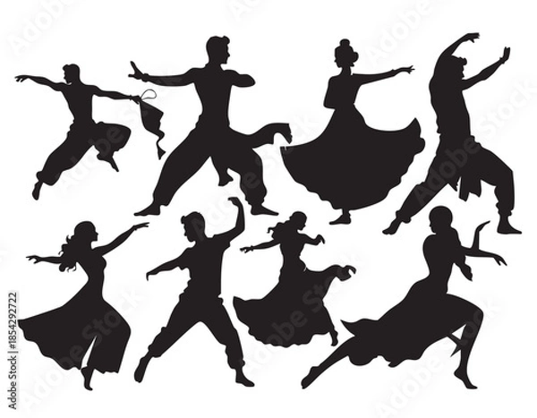 Obraz Indian Cultural Silhouettes on White Background Vector Fully Editable Smart Object Text Effect