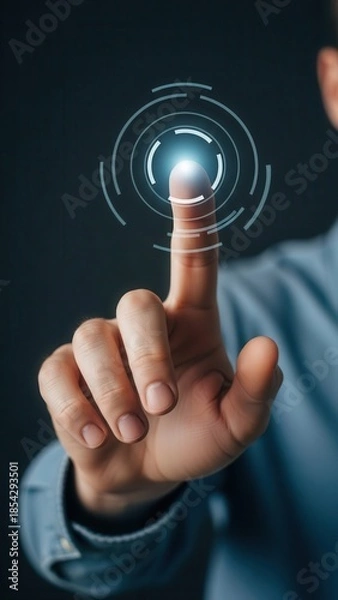 Obraz Index finger reaching to activate interface control