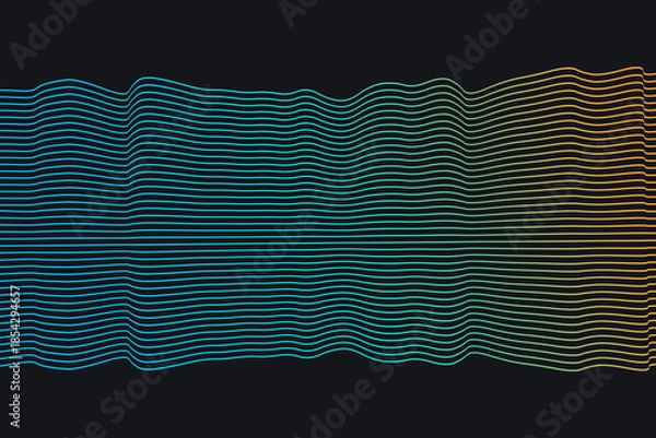 Obraz Teal Turquoise Linear Gradient Abstract Wavy Design