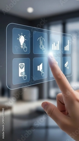 Obraz Index finger tapping digital interface showing modern control