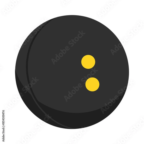 Obraz Black squash ball with two yellow dots on transparent background, isolated, vector