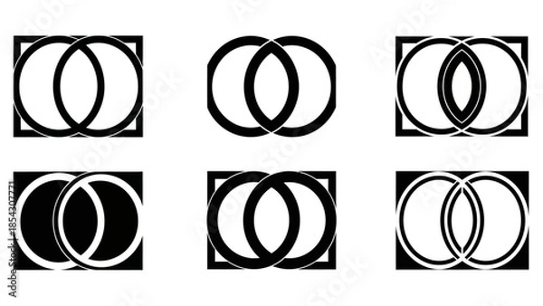 Obraz Geometric Interlocking Circles Abstract Design Variations Minimalist Vector Graphics