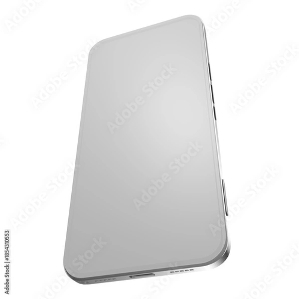 Obraz side view 3d render white screen smartphone object element