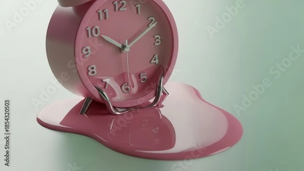 Fototapeta Melting clock with reflective surface