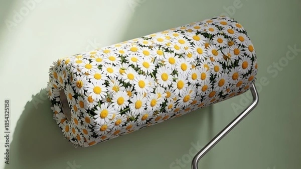 Fototapeta Paint roller with daisy pattern