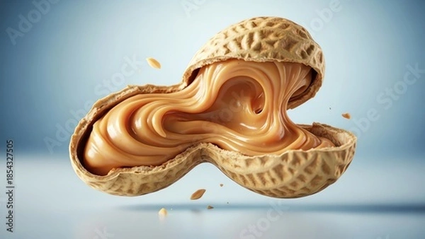 Fototapeta Peanut with flowing peanut butter