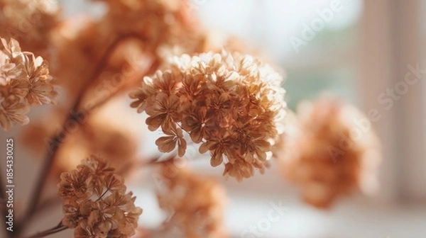 Obraz Dried Hydrangea Blooms Displayed in Sunlight Creating Warmth and Texture