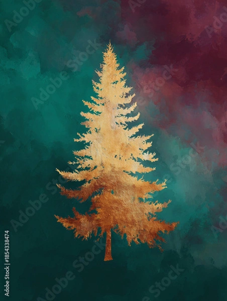 Obraz Christmas golden tree background