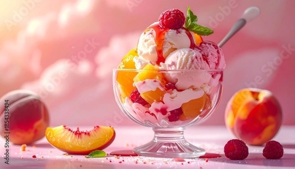 Obraz Pfirsich-Melba-Eisbecher