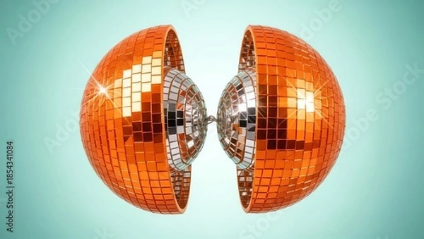 Fototapeta Split disco ball with transparent background