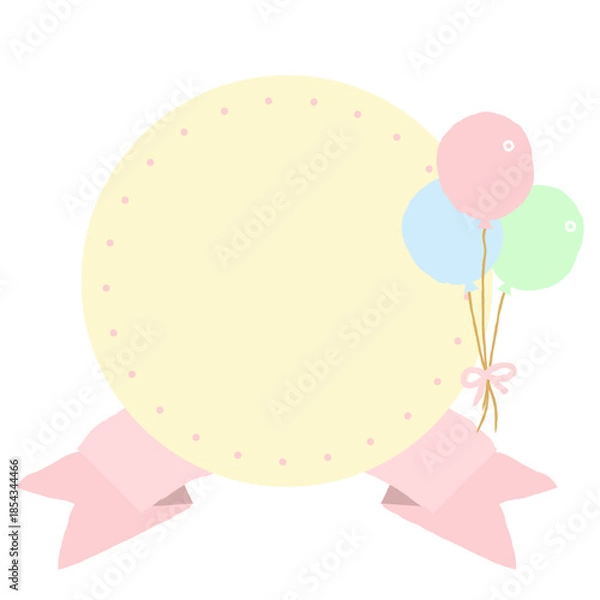 Obraz 文字入れできる手描きのかわいい周年記念メダル