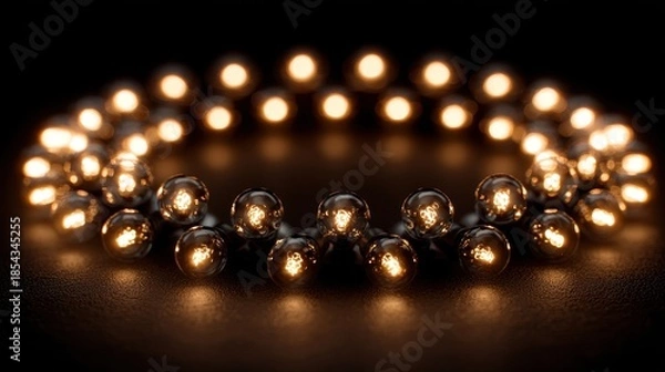Obraz Decorative String Lights with Warm Glow on Dark Background