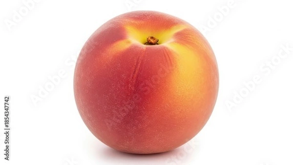 Fototapeta Ripe peach with a vibrant red and yellow skin.