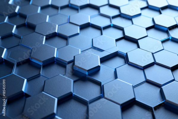 Fototapeta 3D Hexagonal Blue Pattern Background