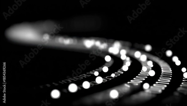 Obraz Abstract light trails with binary code representing data transmission