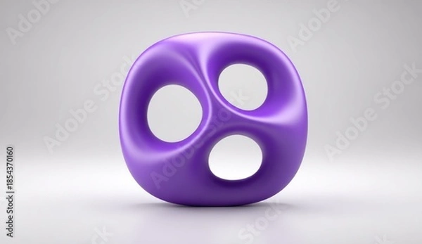 Obraz Abstract purple geometric shape with multiple circular openings isolated