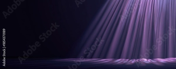 Obraz Abstract purple light rays background elegant stage with dark empty space