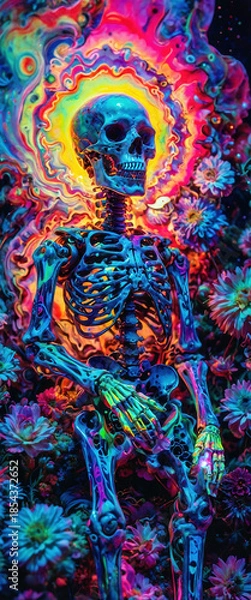 Fototapeta Psychedelic skeleton