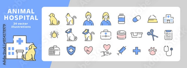 Obraz 動物と医療のアイコンセット