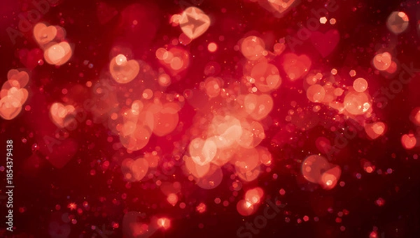 Obraz クリスマスに使える赤いグリッターボケの抽象背景 年末年始の華やか演出.生成AI