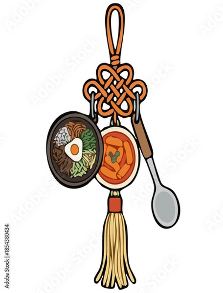 Fototapeta 비빔밤과,떡볶이 장식이 있는 노리개