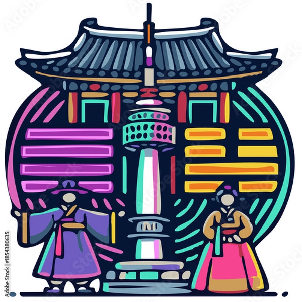 Fototapeta 남산타워와남대문 한국의 상징