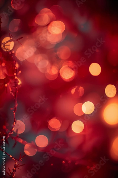 Obraz 祝祭感のある赤いきらめきボケで作る抽象背景の縦デザイン. 生成AI