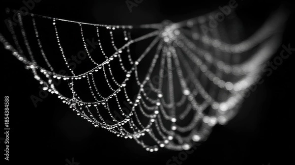 Obraz Delicate Spider Web Covered in Dew Drops