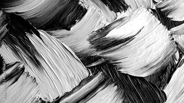 Obraz Monochrome abstract paint texture with bold black brush strokes