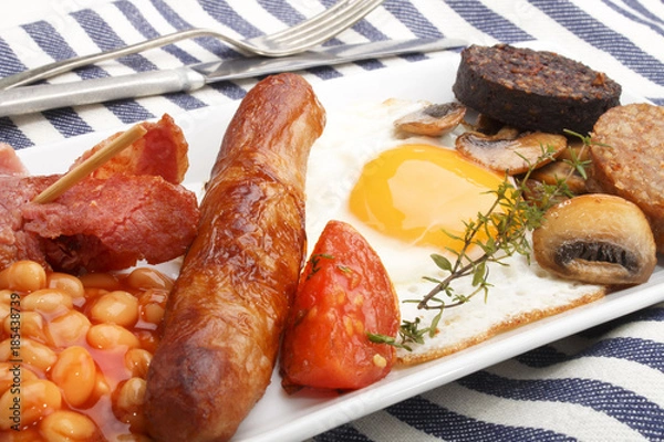 Obraz british full breakfast on a plate