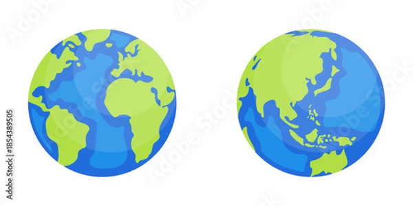 Obraz two Flat style globe design