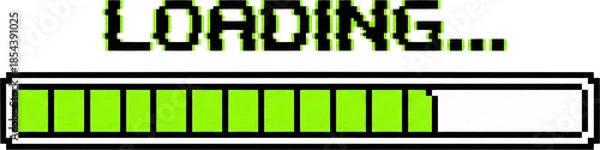Obraz Pixel Art Loading Bar Progress Icon - Retro Digital Interface